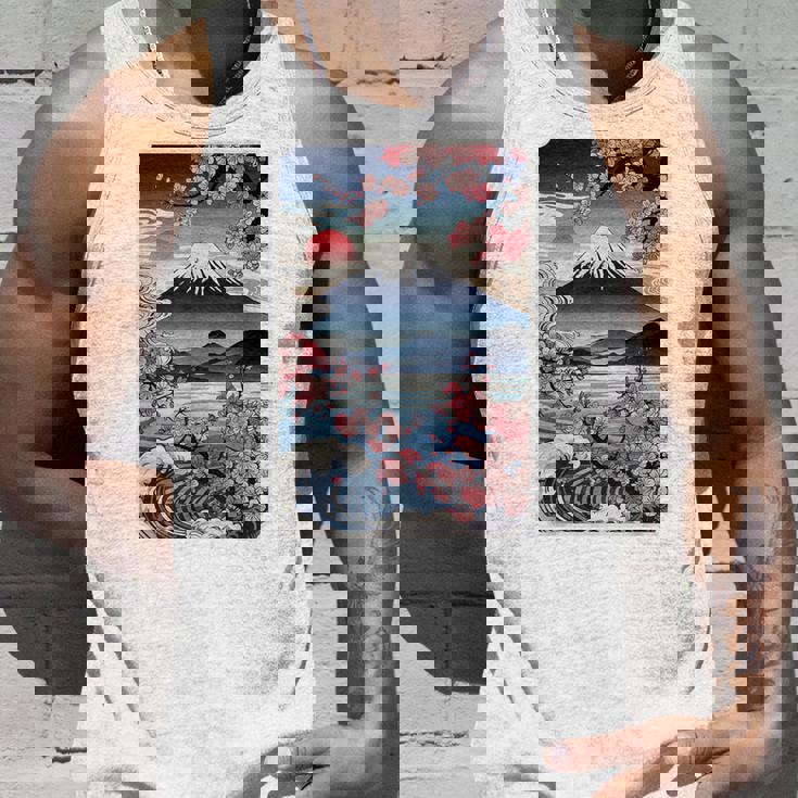 日本の桜庭 芸者 富士山 桜 木 タンクトップ 彼への贈り物
