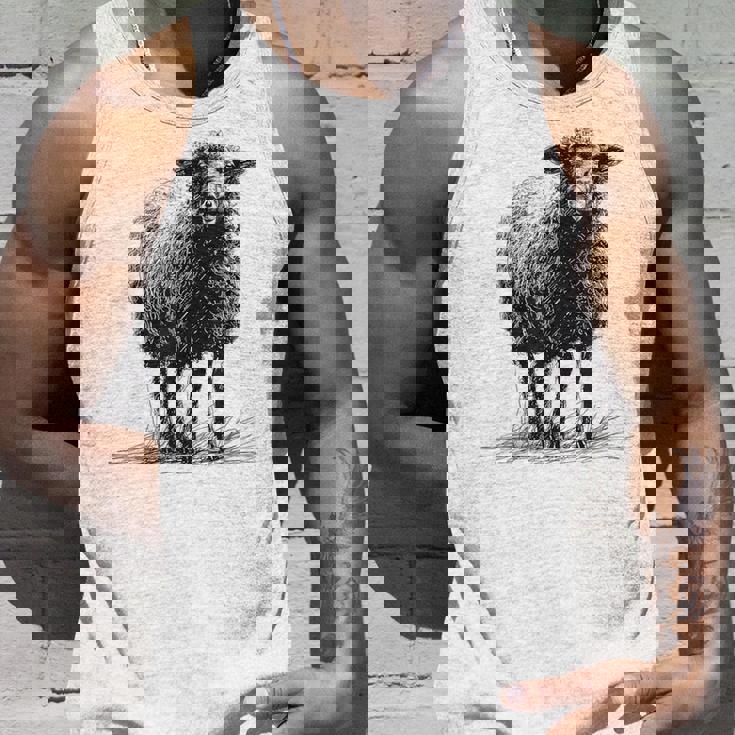 羊 アニマルプリント 動物園 ドローイング アート 絵画 羊 タンクトップ 彼への贈り物