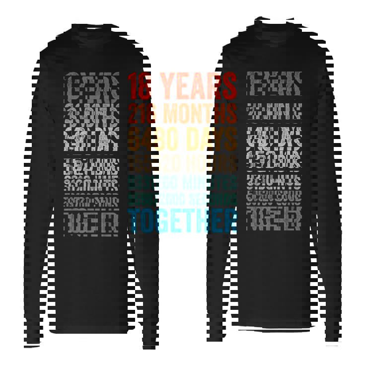 18年目の記念日 彼 彼女 カップル 18回目の結婚 長袖Tシャツ