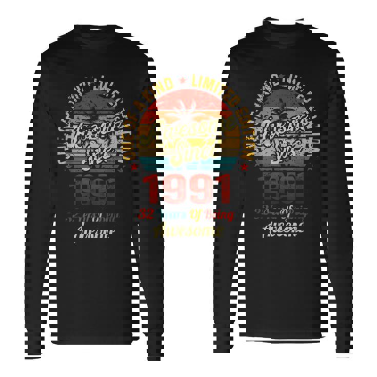 32 誕生日デコレーション メンズ レディース 1991 Bday 32Th Birthday 長袖Tシャツ