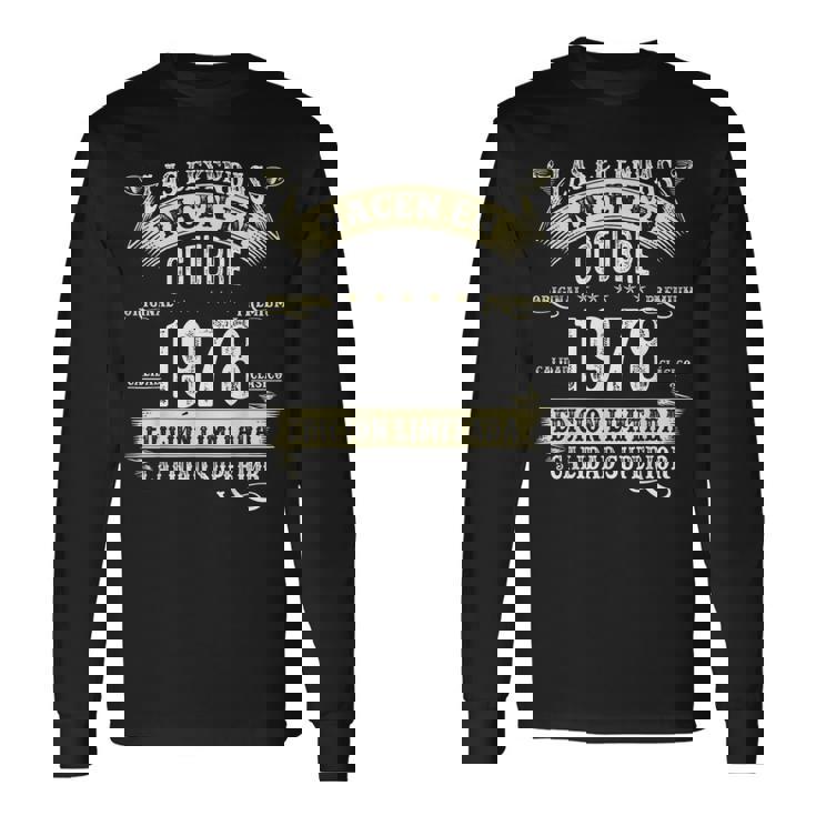 47 Años Cumpleaños Las Leyendas Nacen En Octubre De 1978 Camiseta de manga larga