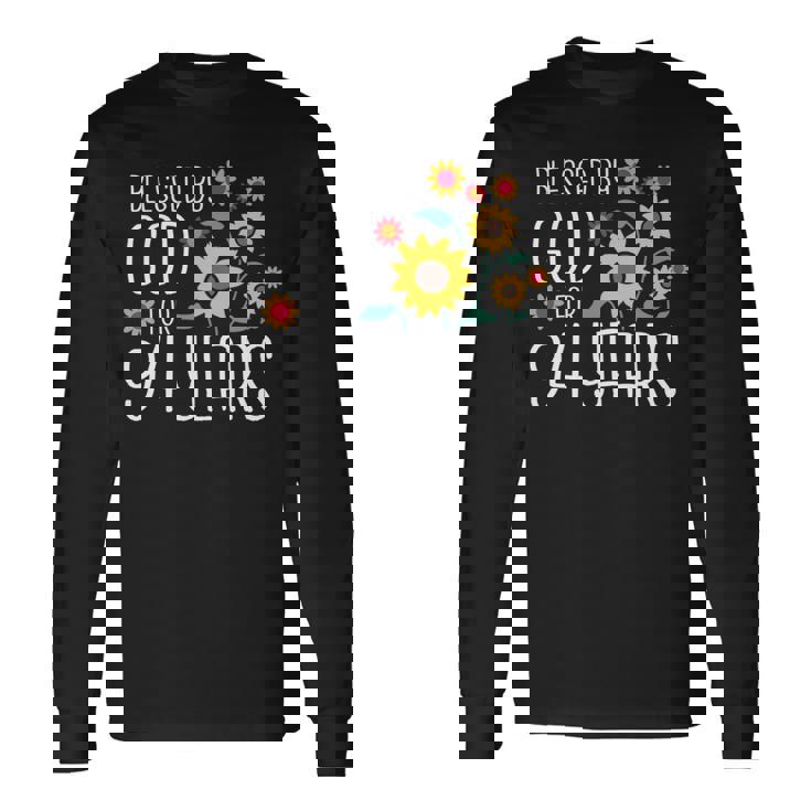 94歳の神に祝福され 可愛いひまわり 94歳の誕生日 長袖tシャツ 長袖Tシャツ