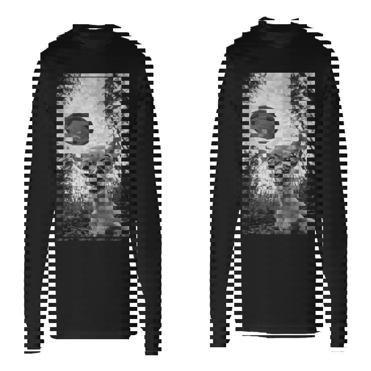 Alien Ufo Meme Chihuahua エイリアン Ufo ミーム チワワ 長袖Tシャツ