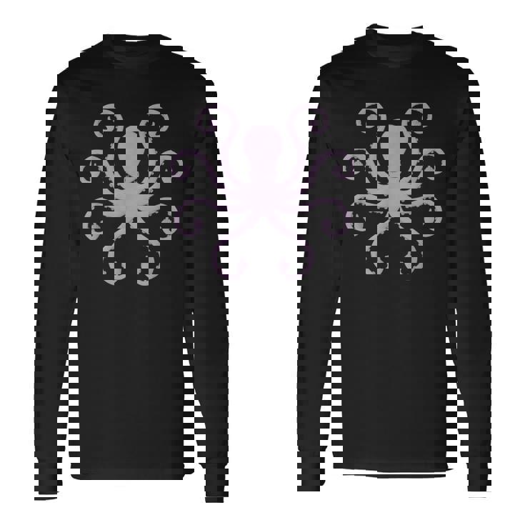 Angry Octopus Middle Finger Novelty Fun Meme Humor Long Sleeve T-Shirt