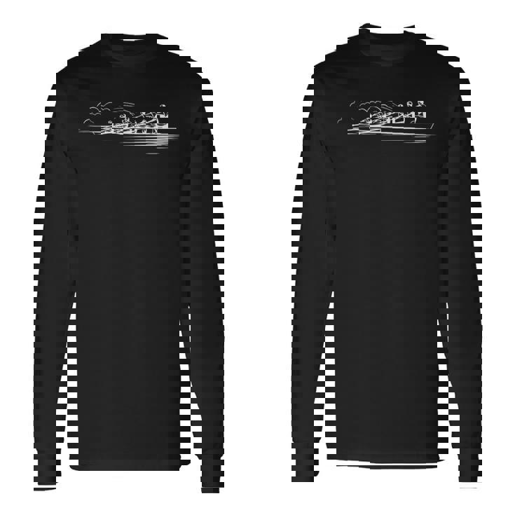Arte En Línea Del Equipo De Remo Camiseta de manga larga
