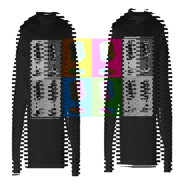 Arte Pop Micrófono Amantes Y Artistas De La Música Camiseta de manga larga