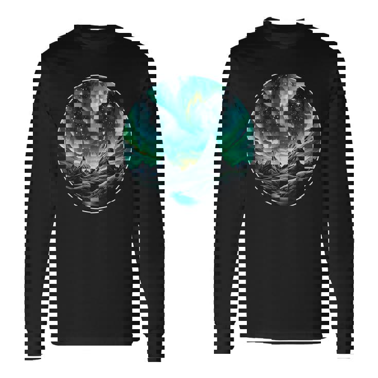 Aurore Boréale Aurores Boréales Ciel Nuit Nature Beauté T-shirt à manches longues