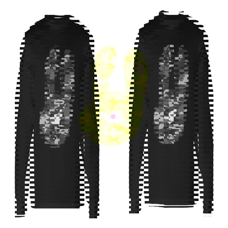 Badうさぎ星人 グリーン迷彩 長袖Tシャツ