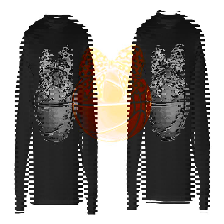Basketball Coquette Bow Cute Basketball Player Long Sleeve T-Shirt