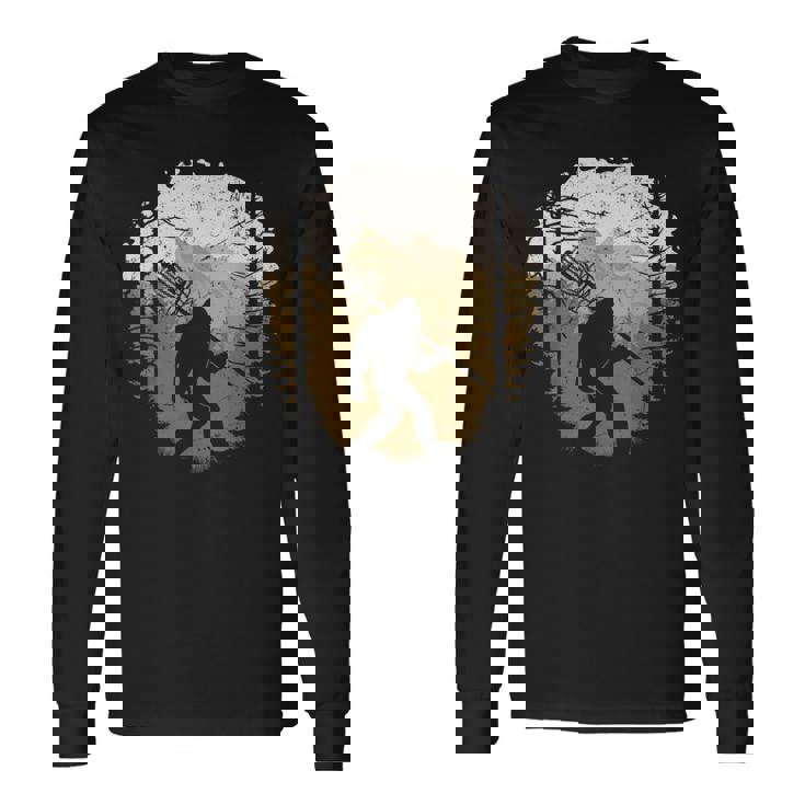 Bigfoot Disc Golf Player Sasquatch Disc Golfing Sports Long Sleeve T-Shirt