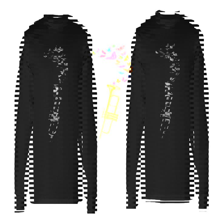 Cadeau Pour Trompettiste Papillon Joueur De La Trompette T-shirt à manches longues