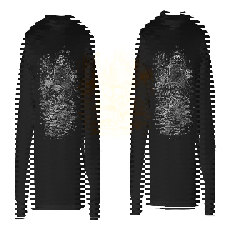 Caribe Macaw Brújula Con Calavera Pirata Camiseta de manga larga