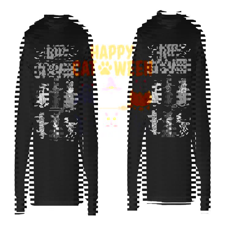 Cats Halloween Spooky Holiday Cute Kitten Cat Halloween Long Sleeve T-Shirt