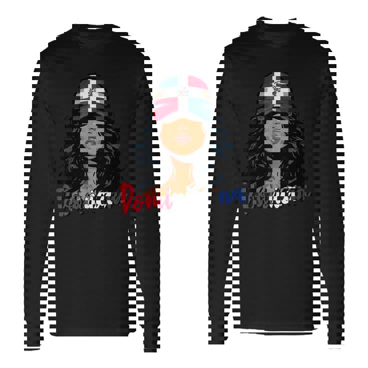 Chica Dominicana Bandera República Dominicana Orgullosa Dominicana Camiseta de manga larga