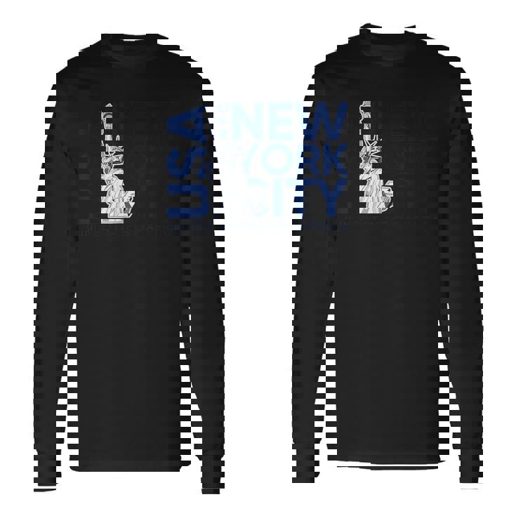 Cool Nyc New York Citytatue Of Liberty With Usa Flag 長袖Tシャツ