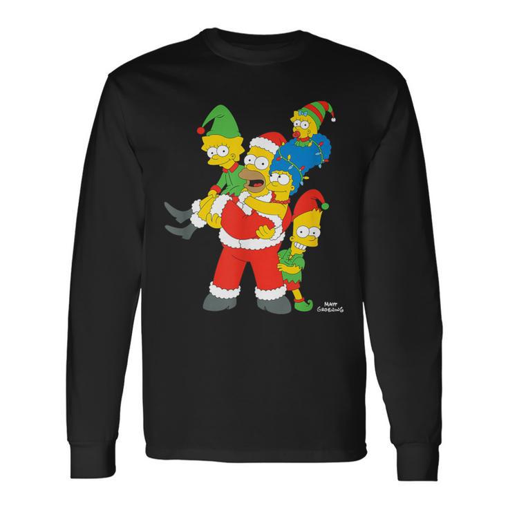 Costumes De Noël Et De Lutin Pour La Famille Desimpsons T-shirt à manches longues