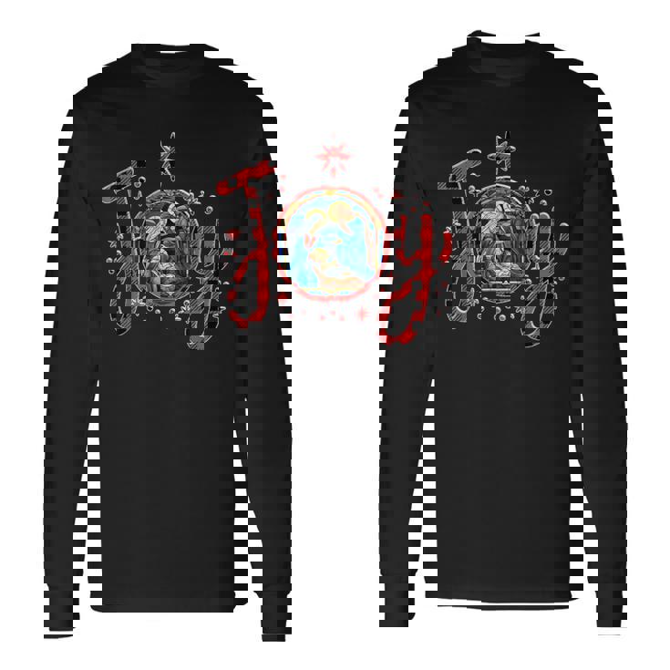 Crèche De Noël Chrétienne Joie Jésus Crèche De Noël Foi Famille T-shirt à manches longues