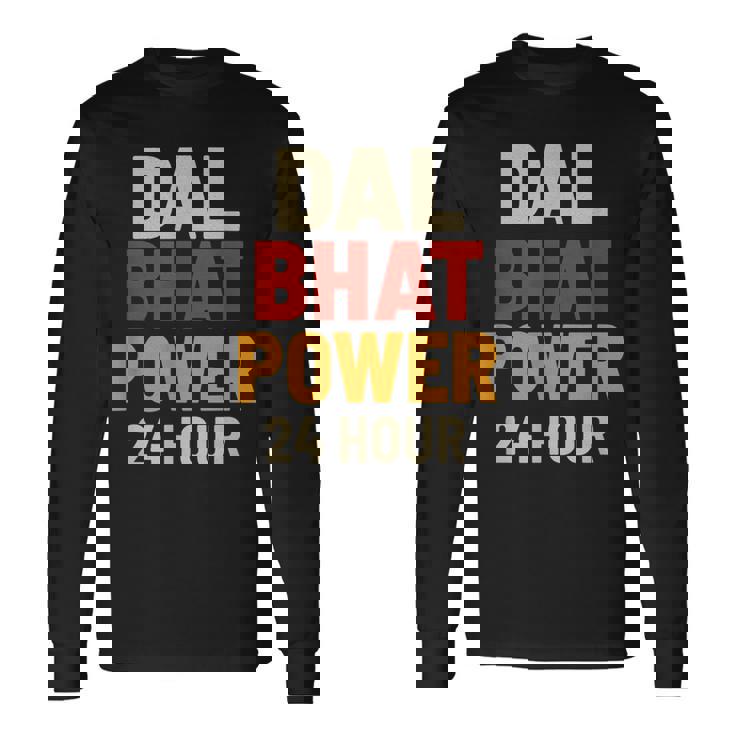 Dal Bhat Power 24 Hour ネパールトレッキングデザイン 長袖Tシャツ