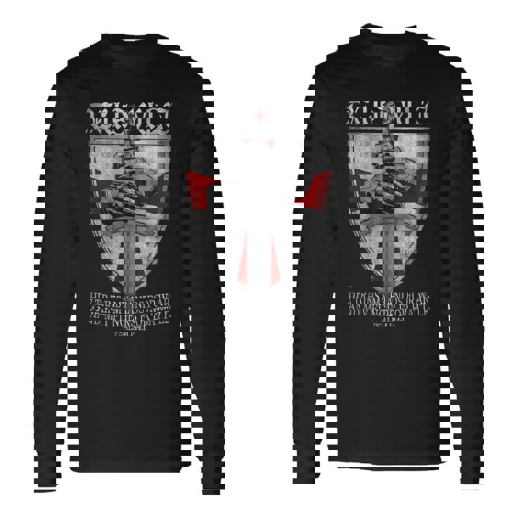 Deusult He Trains My Hands For War Templar Knights 長袖Tシャツ