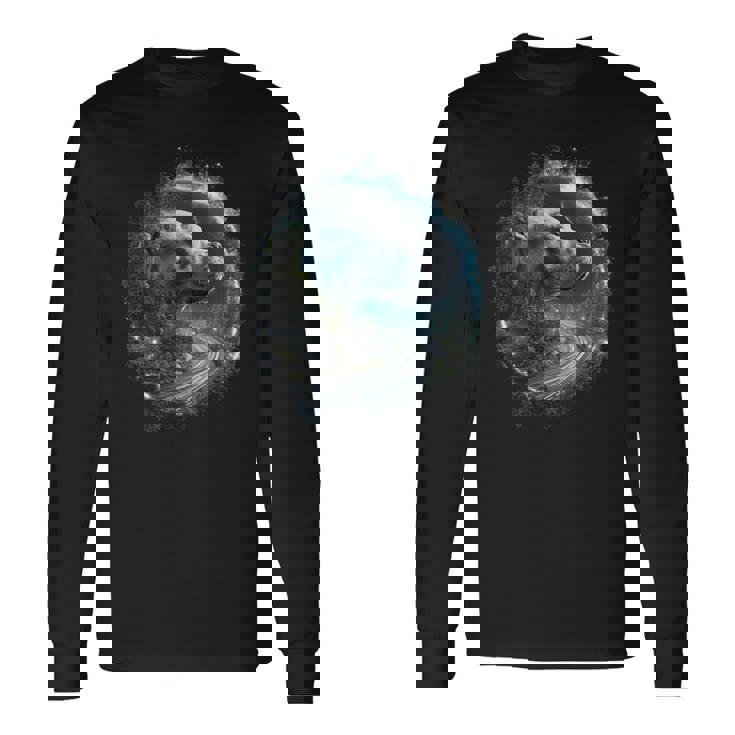 Diseño Artístico Retro De Pitbull Dog Al Atardecer Camiseta de manga larga