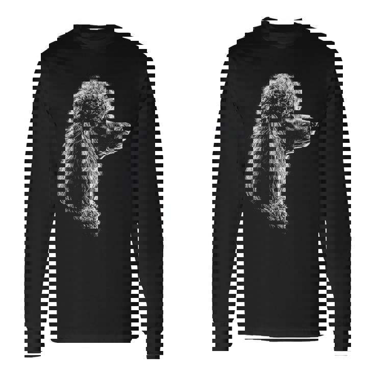 Diseño De Dibujo De Perro Caniche Ilustración Camiseta de manga larga