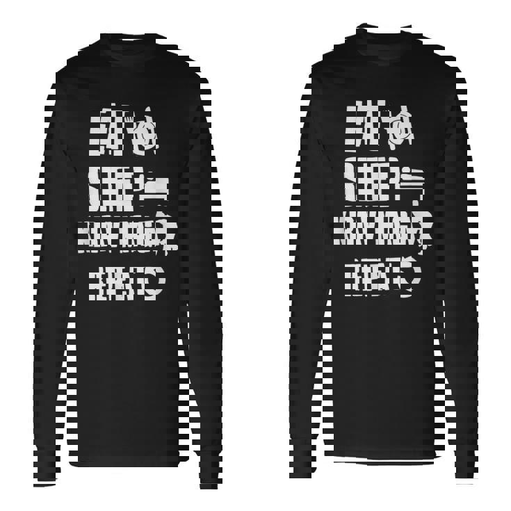 Divertida Krav Maga Eatleep Krav Maga Repeat Camiseta de manga larga