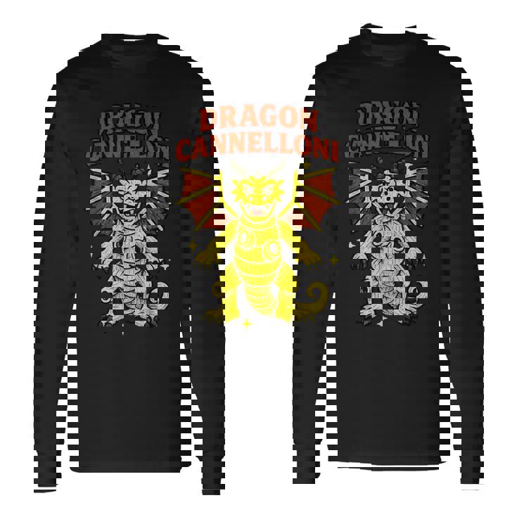 Dragon Cannelloni 面白いイタリアンブレインロットパスタスラングミーム 長袖Tシャツ