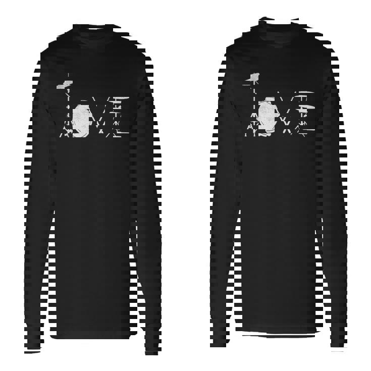 Drummer Love グラフィックドラムセット ドラミングミュージシャン ロックバンド 長袖Tシャツ