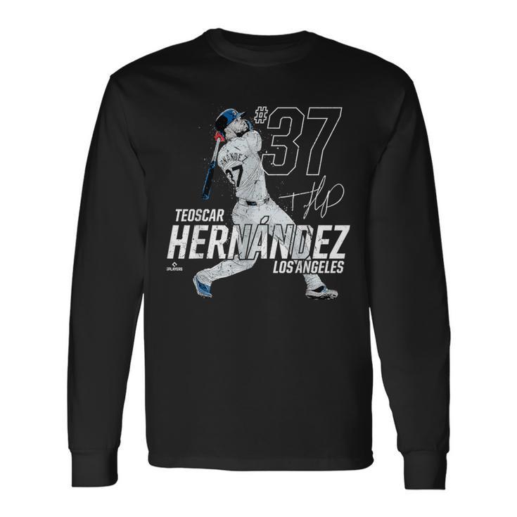 Number And Portrait Kike Hernandez Los Angeles Mlbpa Long Sleeve T