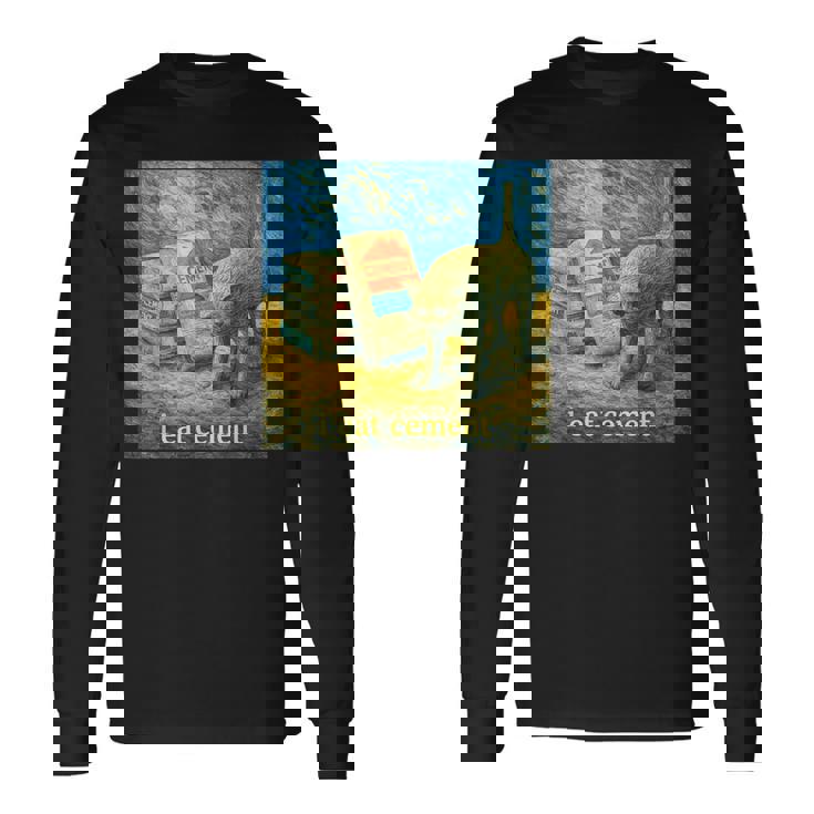 I Eat Cement 猫 ゴッホ 印象派 絵画 美学 長袖Tシャツ