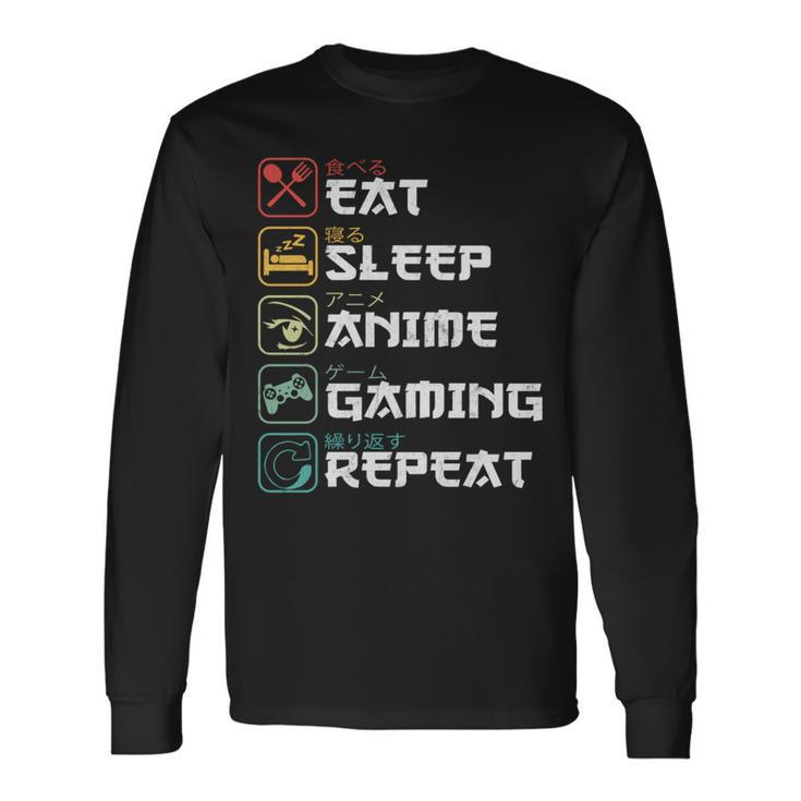 Eatleep Anime Gaming Repite El Manga Retro De Anime Otaku Manga Larga Camiseta de manga larga