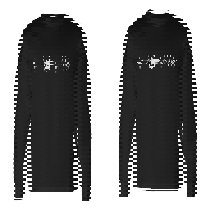 F-15 Eagle Ecg Heartbeat Airplane 長袖Tシャツ