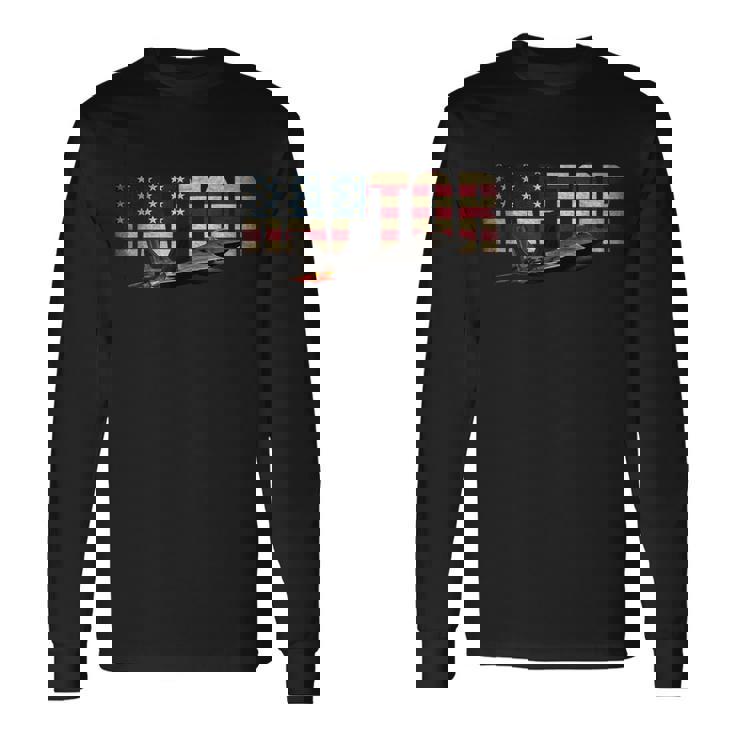 F-22 F22 ラプター ジェット戦闘機 アメリカ国旗 パイロット 長袖Tシャツ