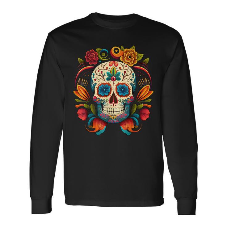Fleurs Mexicainucre Crâne Dia De Los Muertos Cinco De Mayo T-shirt à manches longues