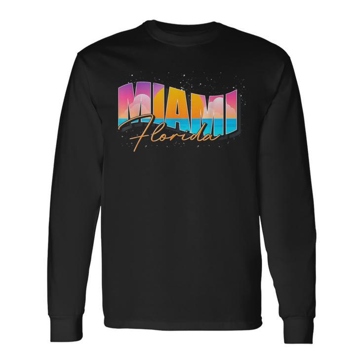 Fltateacances D'été Tropicalesouth Beach Miami Floride T-shirt à manches longues