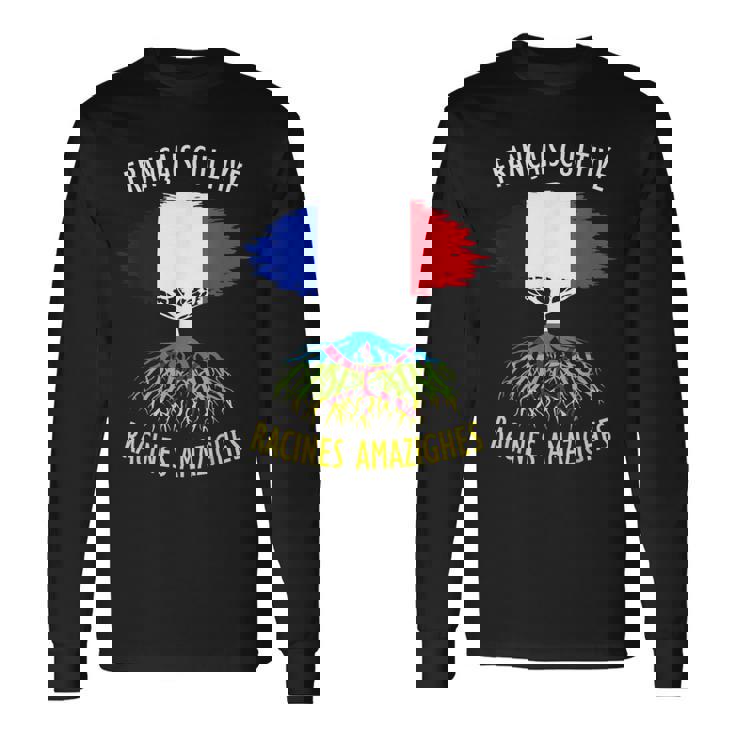 Français Cultivé Racines Algériennes Cadeau Kabyle Flag T-shirt à manches longues