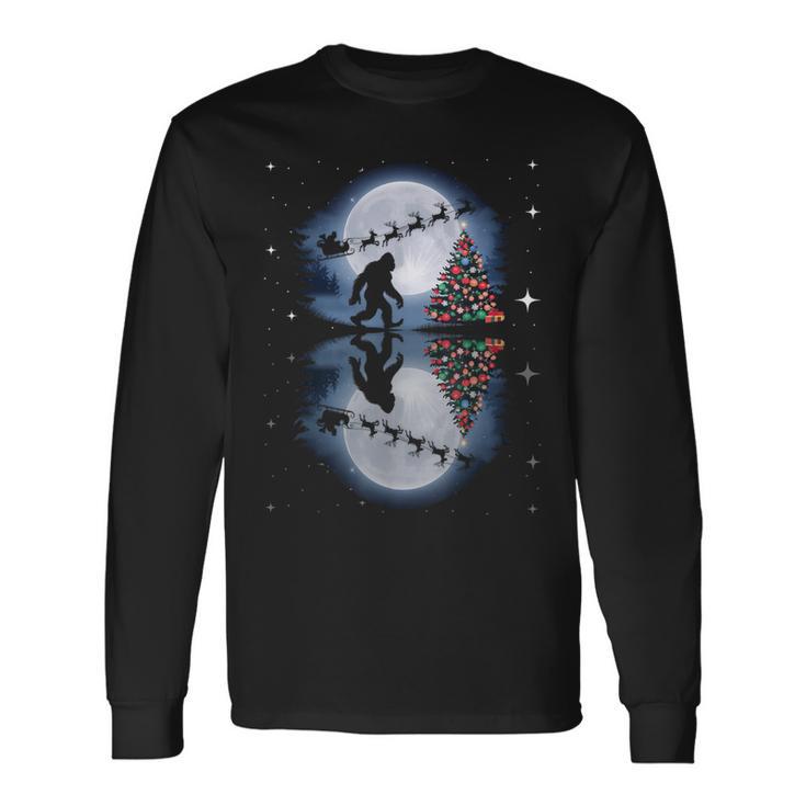 Bigfoot Christmas Santa Sleigh Reindeer Long Sleeve T-Shirt