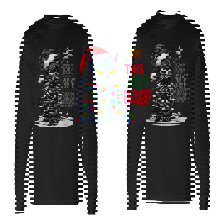 Is This Jolly Enough Christmas Black Cat Men Long Sleeve T-Shirt