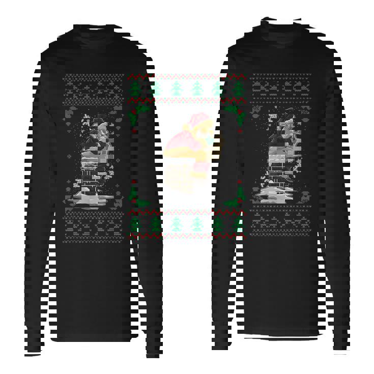 Santa Pooping Down The Chimney Ugly Christmas Sweater Long Sleeve T-Shirt