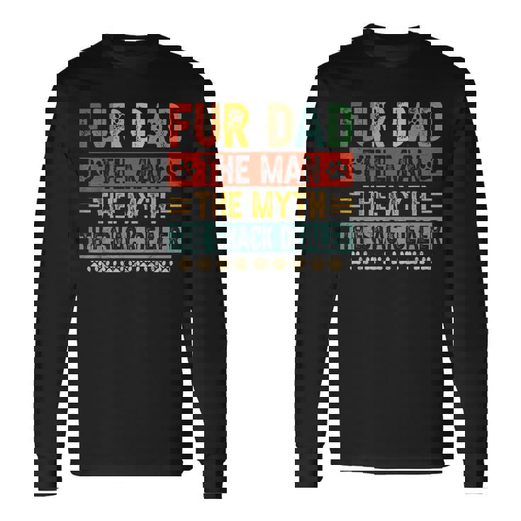 Fur Dad Man Mythnack Dealer Paw Cat Dog Festa Del Papà Maglietta a maniche lunghe