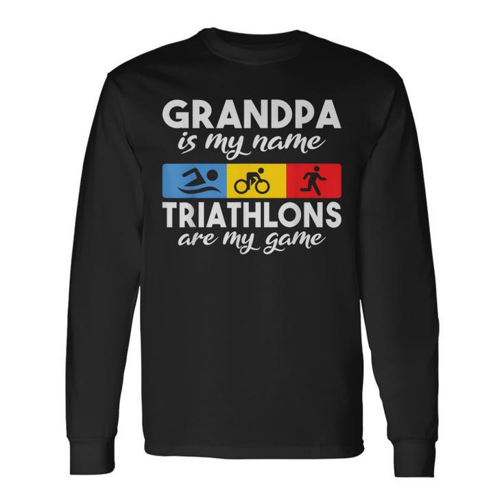 Grand-Père Est Mon Nom Les Triathlonsont Mon Jeu Triathlon Papy T-shirt à manches longues