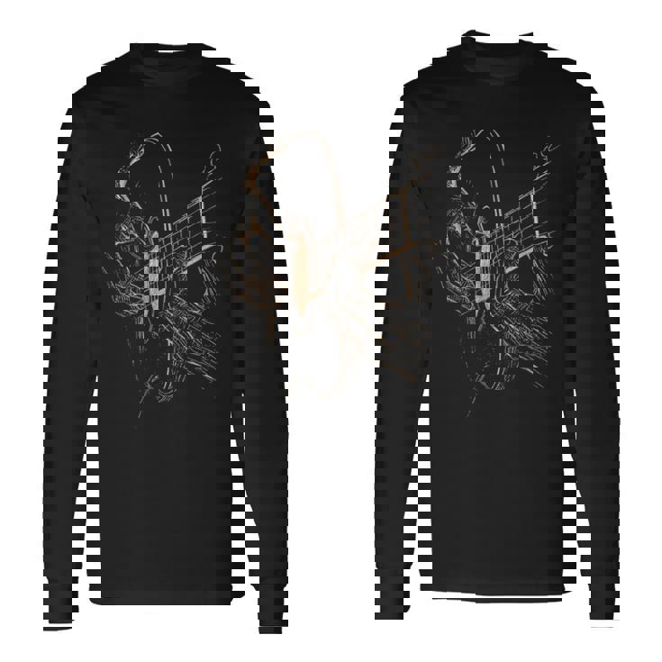 Guitareèche Guitare Acoustique Musique Guitariste T-shirt à manches longues