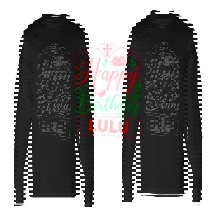 Happy Birthday Lulu かわいいクリスマスルル 長袖Tシャツ