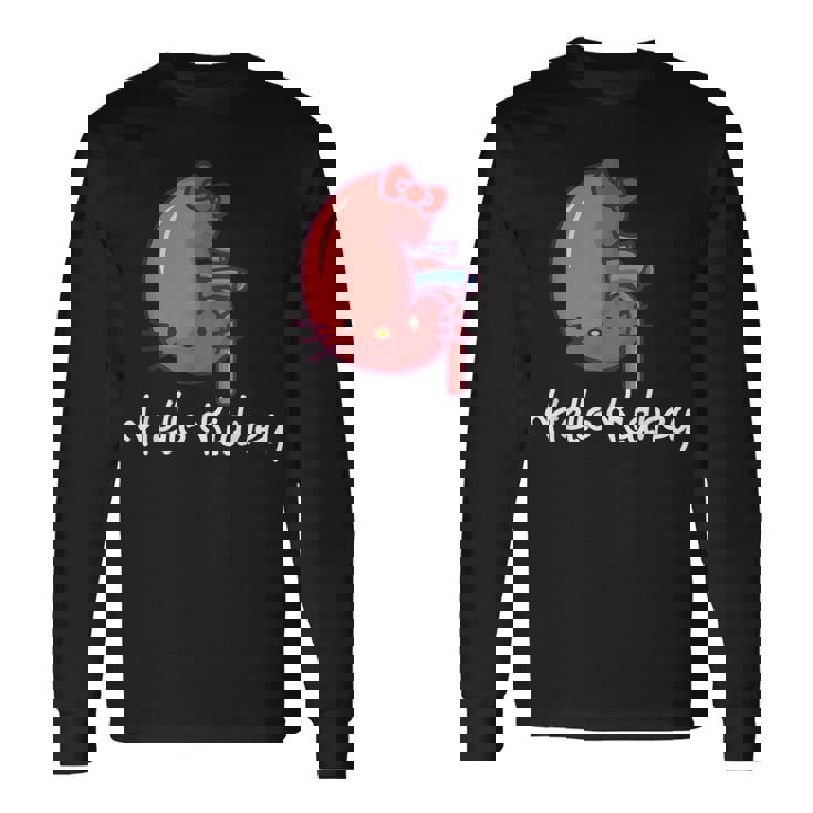 Hello Kidney おもしろ お医者さんへの感謝を示す 長袖Tシャツ