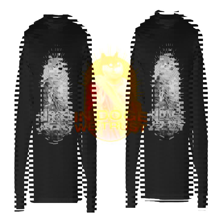 In Doge We Trust Doge Dogecoin 柴犬 長袖Tシャツ