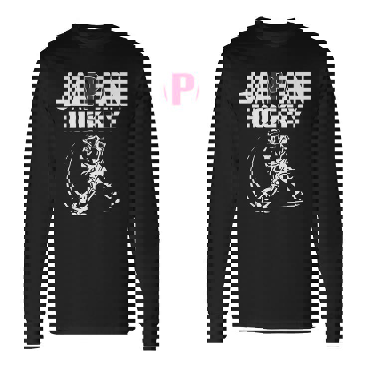 Japan Ice Hockey ファンジャージ 日本のホッケーチームを応援 長袖Tシャツ