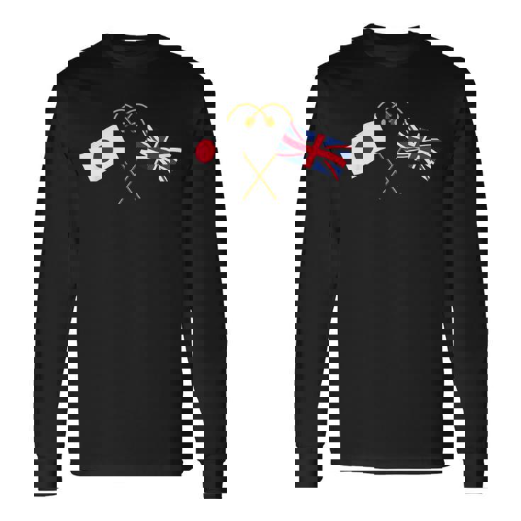 Japanese Flag British Flag 英国遺産 イングリッシュルーツ 日本の国旗 イギリスの国旗 長袖Tシャツ