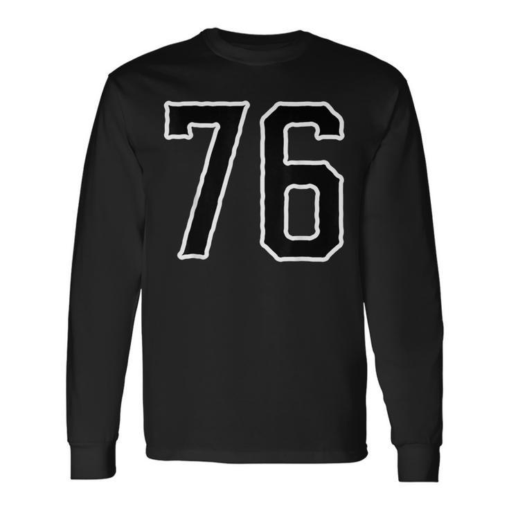 Jersey 76 Blanco Negro Equipo Deportivo Jersey Número 76 Camiseta de manga larga