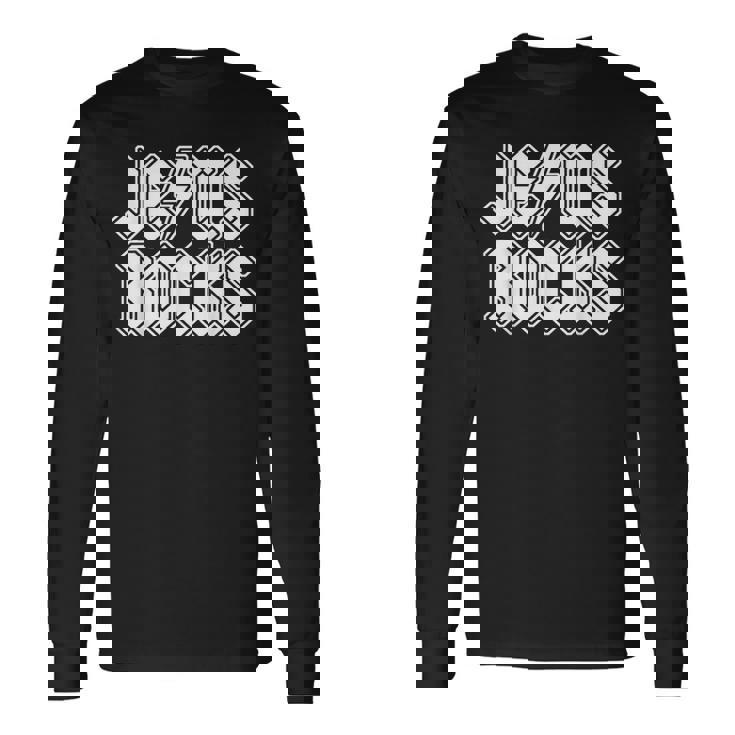 Jesus Rocks Funny Christian Rocker Jesus Rocks Long Sleeve T-Shirt