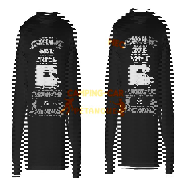 Jeuis Un Mecimple J'aime Camping Car Et Pétanque T-shirt à manches longues